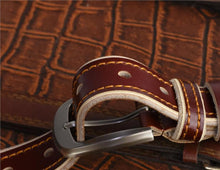 Load image into Gallery viewer, Top-Stitched Design Women&#39;s Fine Tailored Genuine Leather Belts