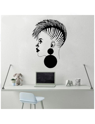 Woman Braided Head Profile Wall Art Decals - Ailime Designs - Ailime Designs