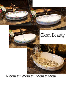 Decorative Scroll Leaf Bathroom Basin Top-mount Sinks - Ailime Design