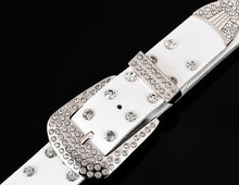 Load image into Gallery viewer, Women&#39;s Luxury Rhinestone Diamond Pattern Genuine Leather Belts