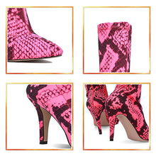 Load image into Gallery viewer, Women&#39;s Stylish Trending Snake Print Design Stretch Ankle Boots