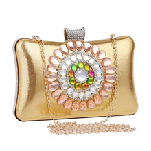 Load image into Gallery viewer, Women&#39;s Crystal Flower Design Evening Bag Clutch Purses - Ailime Designs