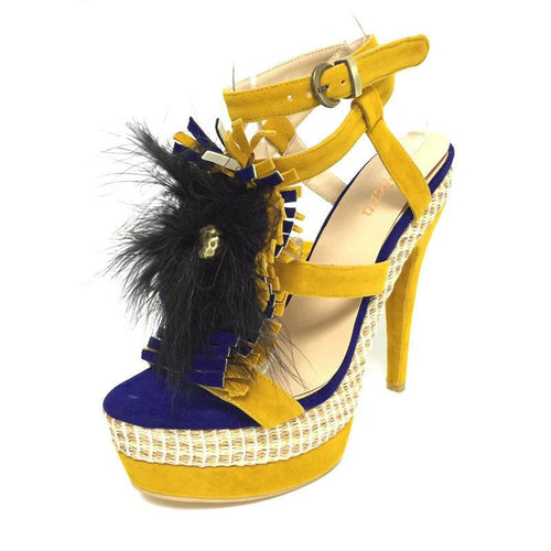 Women's Stylish Ostrich Feather Design Sling-back Heels - Ailime Designs