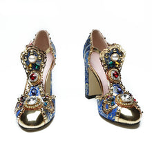 Load image into Gallery viewer, Women&#39;s Handmade Crystals &amp; Pearl Design Mary Jane&#39;s Pumps