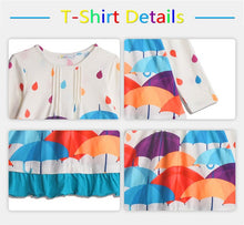 Load image into Gallery viewer, Childrens Umbrella Digital Print Design Ruffle Hem Top