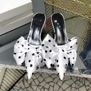 Women's Butterfly-knot Design Genuine Leather Slippers
