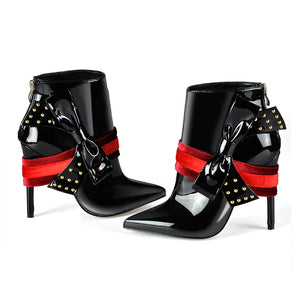 Women's Black Patent Leather Ankle Boots