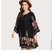 Load image into Gallery viewer, Women Plus Size Beauties Floral Embroidery Tunic Dresses - Ailime Designs