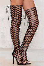 Load image into Gallery viewer, Women&#39;s Window Pane Design Thigh High Boots