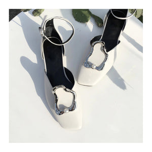Women's Buckle & Pearl Design Sling-back Heels
