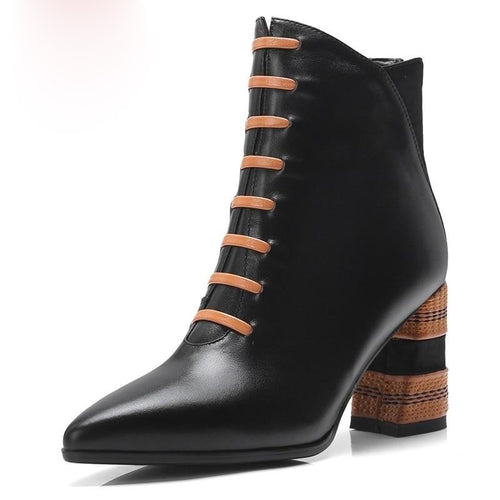Women's Genuine Leather Skin Ankle Boots