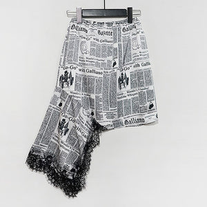 Women's Newspaper Artwork Print Design Skirt - Ailime Designs