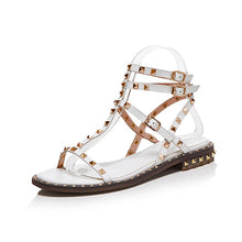 Load image into Gallery viewer, Women&#39;s Genuine Leather Rivet Design Flat Sandals
