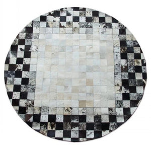Our Luxury Oval Design Block Printed Calf Skin Leather Area Rugs