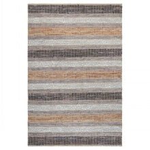 Load image into Gallery viewer, Stripe Tweed Rope Leather Skin Design Area Rug