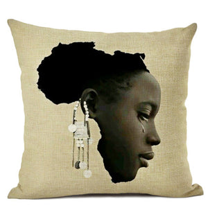 Beautiful Ethnic Women Head-shot Print Design Throw Pillows