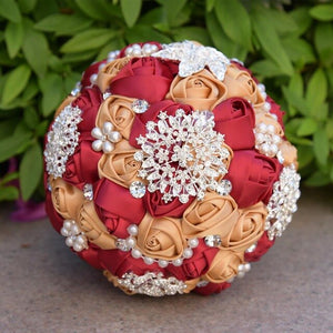 Bridal Accessories - Multi Colored Wedding Rhinestones & Pearls Flower Bouquets