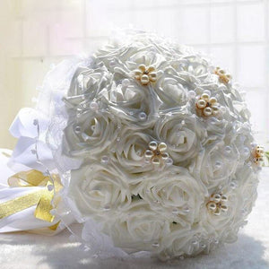 Bridal Accessories - Wedding Pearls & Tulle Trim Flower Bouquets