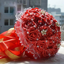 Load image into Gallery viewer, Bridal Accessories - Wedding Pearls &amp; Tulle Trim Flower Bouquets