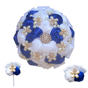 Bridal Accessories - Wedding 3-Pc Flower Pearls Trim Bouquets