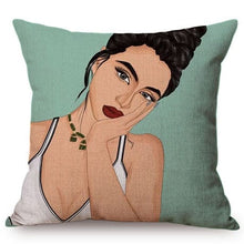 Load image into Gallery viewer, Colorful Pop Art Girl Power Design Throw Pillows