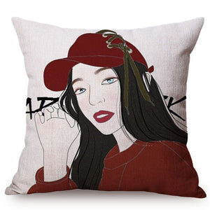 Colorful Pop Art Girl Power Design Throw Pillows