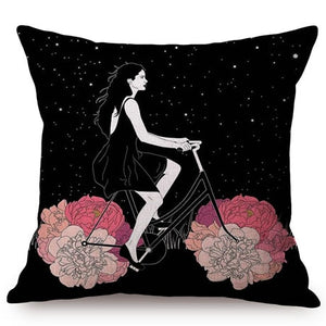 Colorful Pop Art Girl Power Design Throw Pillows