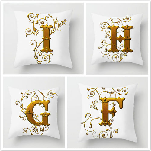 Alphabet Gold Lettering Throw Pillowcases