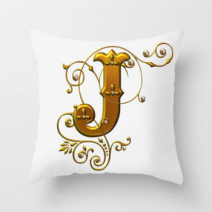 Alphabet Gold Lettering Throw Pillowcases