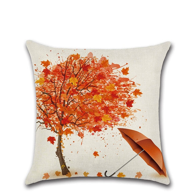Autumn Leaf Print Design Throw Pillows