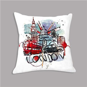 European Watercolor Design Printed Throw Pillows