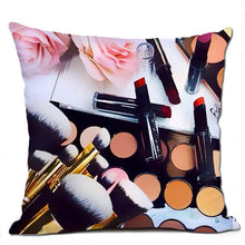 Load image into Gallery viewer, Colorful Conversational Makeup Design Printed Throw Pillows