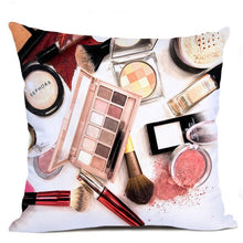 Load image into Gallery viewer, Colorful Conversational Makeup Design Printed Throw Pillows