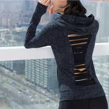 Load image into Gallery viewer, Cute Sexy Elastic Fluted Panel Back Design Hooded Sports Jackets