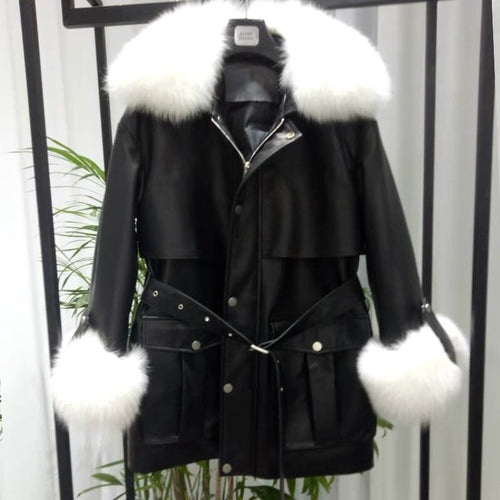Women’s High-Quality Genuine Sheep Skin Leather Jackets w/ Fur Trim Design