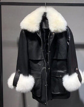 Load image into Gallery viewer, Women’s High-Quality Genuine Sheep Skin Leather Jackets w/ Fur Trim Design