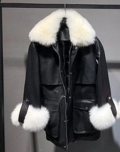 Women’s High-Quality Genuine Sheep Skin Leather Jackets w/ Fur Trim Design