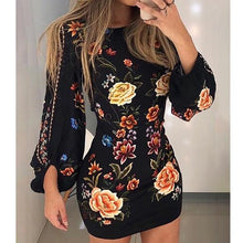 Load image into Gallery viewer, Floral Print Women&#39;s Balloon Sleeve Mini Dresses