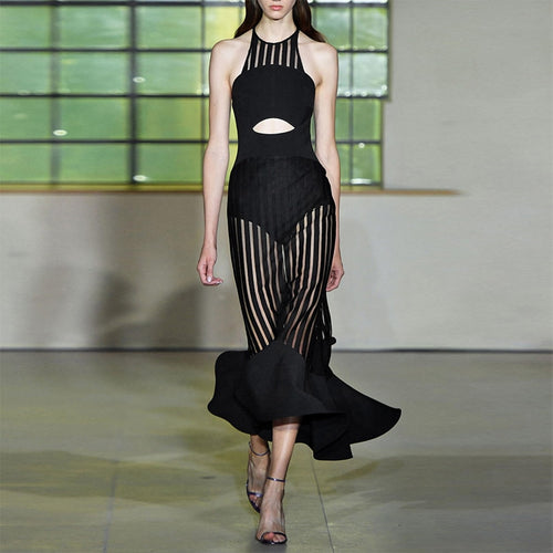 Women's Sexy Black Hollow-cut Design Evening Dress - Ailime Designs