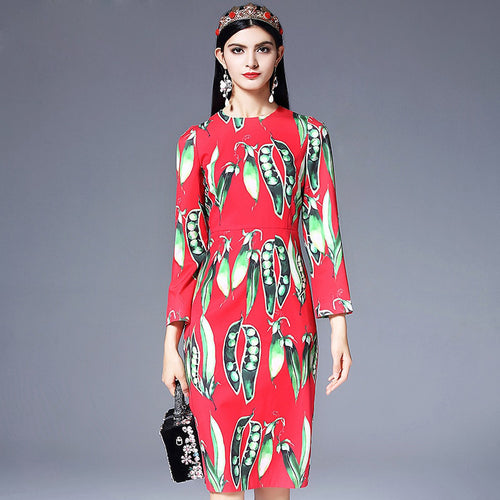 Women's European Design Sweet Pea Printed Dress - Ailime Designs