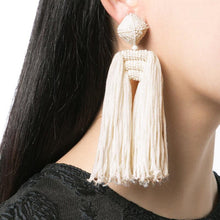 Load image into Gallery viewer, Oversize Double Tassel Beaded Women&#39;s Drop Earrings - Ailime Designs - Ailime Designs