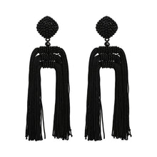 Load image into Gallery viewer, Oversize Double Tassel Beaded Women&#39;s Drop Earrings - Ailime Designs - Ailime Designs
