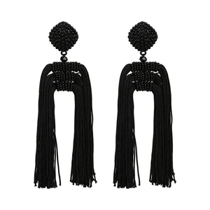 Oversize Double Tassel Beaded Women's Drop Earrings - Ailime Designs - Ailime Designs