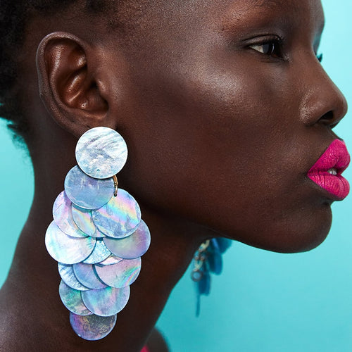 Layered Shell Design Women Dangle Earrings - Ailime Designs