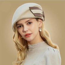 Load image into Gallery viewer, French Style Beret Hat w/ Two-toned Bow For Women - Ailime Designs - Ailime Designs