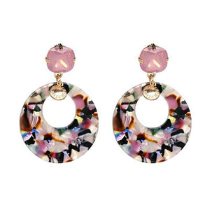 Marble Crackle Design Round Drop Earrings For Women - Ailime Designs