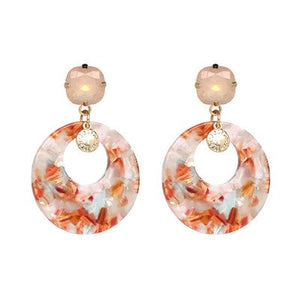 Marble Crackle Design Round Drop Earrings For Women - Ailime Designs - Ailime Designs