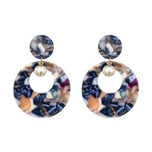 Marble Crackle Design Round Drop Earrings For Women - Ailime Designs - Ailime Designs