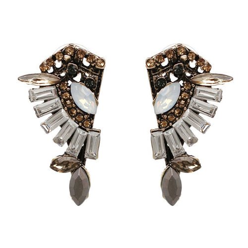Vintage Style Women's Broken Shield Stone Earrings - Ailime Designs