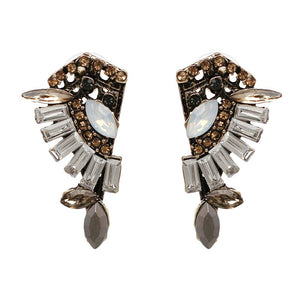Vintage Style Women's Broken Shield Stone Earrings